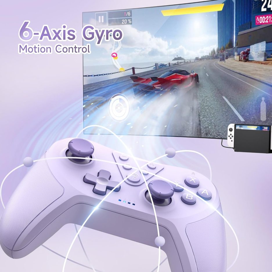 EasySMX T37 Switch Controller, Wireless Switch Pro Controller for Switch/Switch Lite/Switch OLED, Wireless Remote Gamepad with Joystick, Adjustable Dual Turbo Vibration, Ergonomic Non-Slip - Image 4