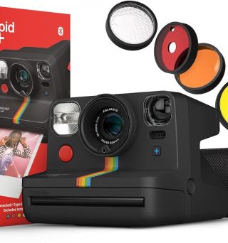 Now+ Black (9061) - Bluetooth Connected I-Type Instant Film Camera with Bonus Lens Filter Set