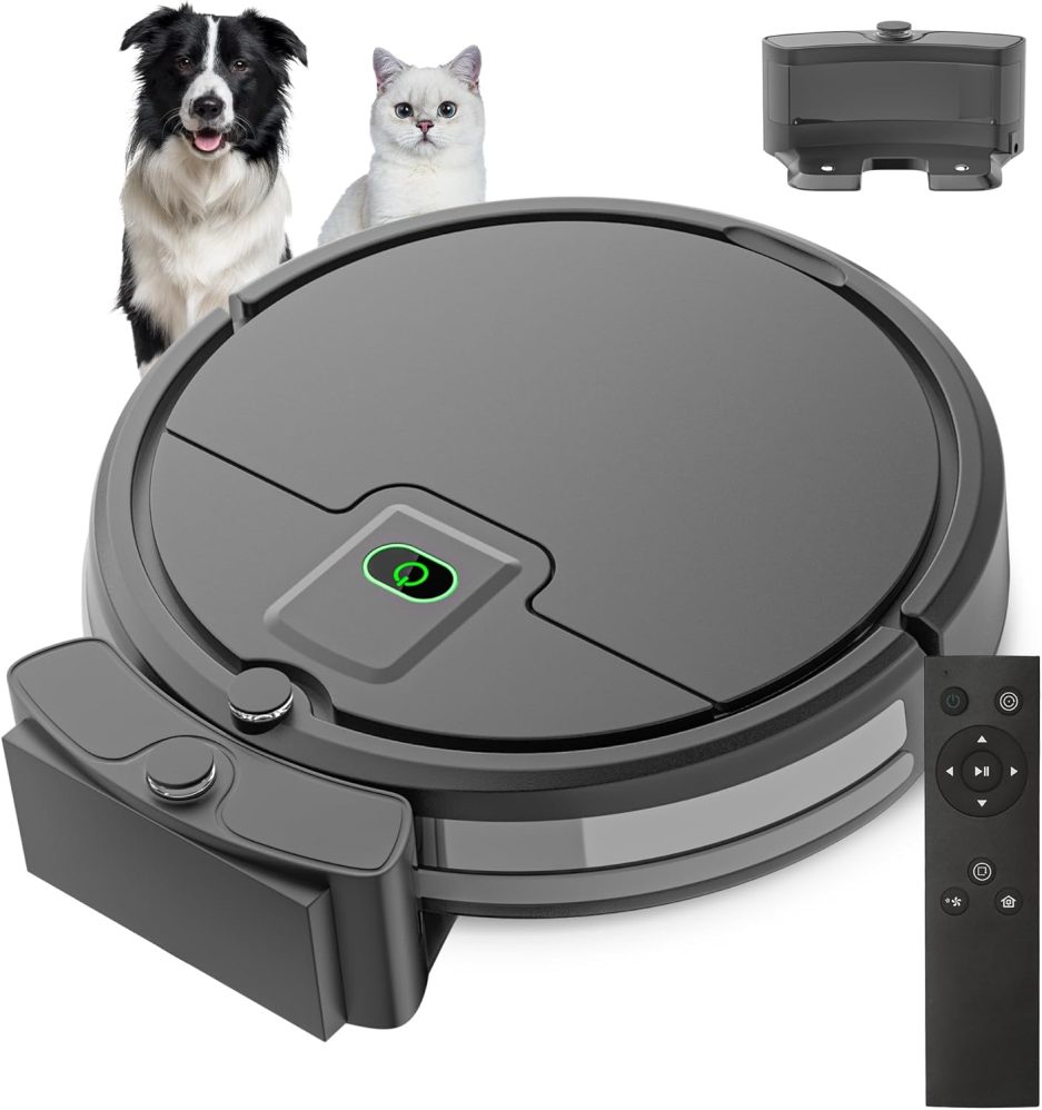 Robot Vacuum Cleaner, 2900Pa Powerful Sunction Robot Vacuum with Remote Control,Automatic Self-Charging,Long Run Time,Slim&Quiet Robotic Vacuum Cleaner for Carpet Pet Hair