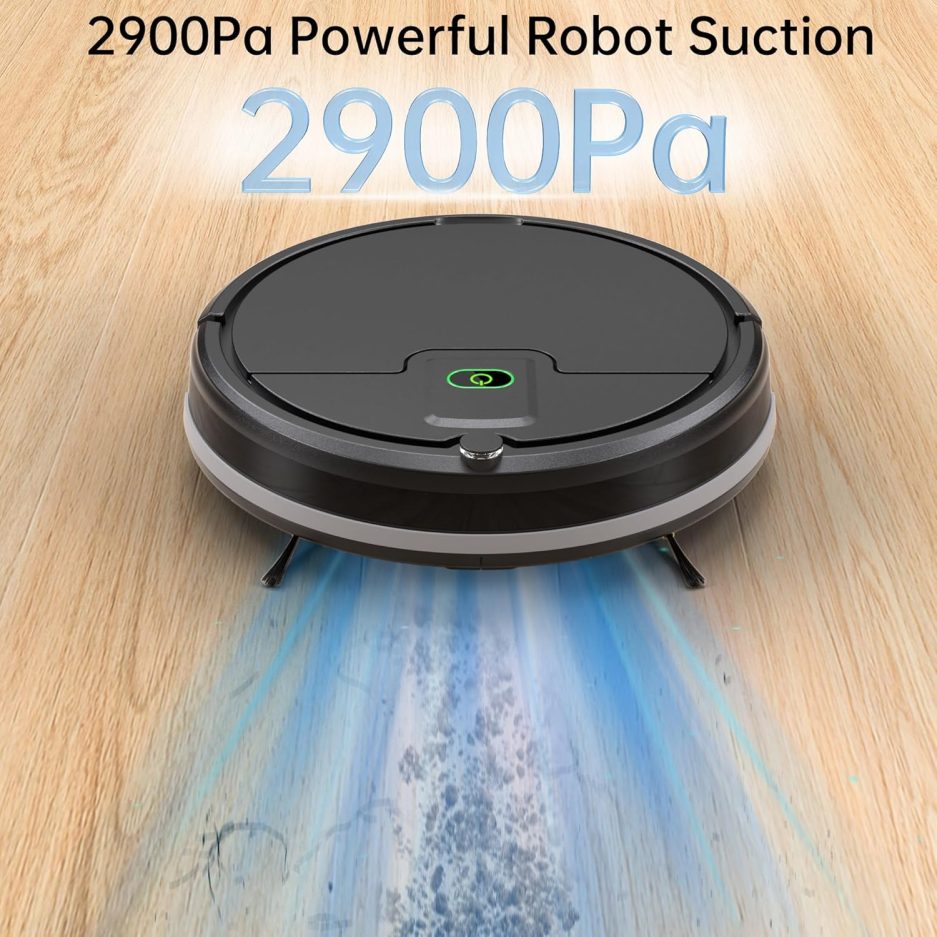 Robot Vacuum Cleaner, 2900Pa Powerful Sunction Robot Vacuum with Remote Control,Automatic Self-Charging,Long Run Time,Slim&Quiet Robotic Vacuum Cleaner for Carpet Pet Hair - Image 2