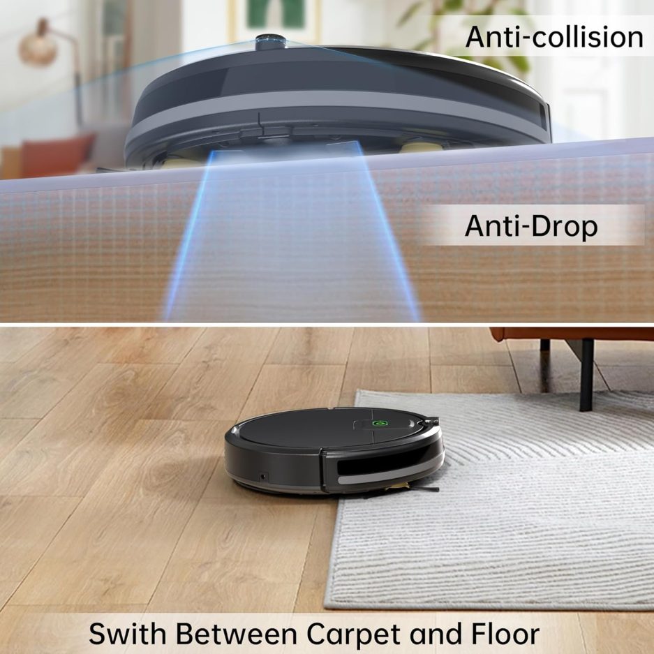 Robot Vacuum Cleaner, 2900Pa Powerful Sunction Robot Vacuum with Remote Control,Automatic Self-Charging,Long Run Time,Slim&Quiet Robotic Vacuum Cleaner for Carpet Pet Hair - Image 4