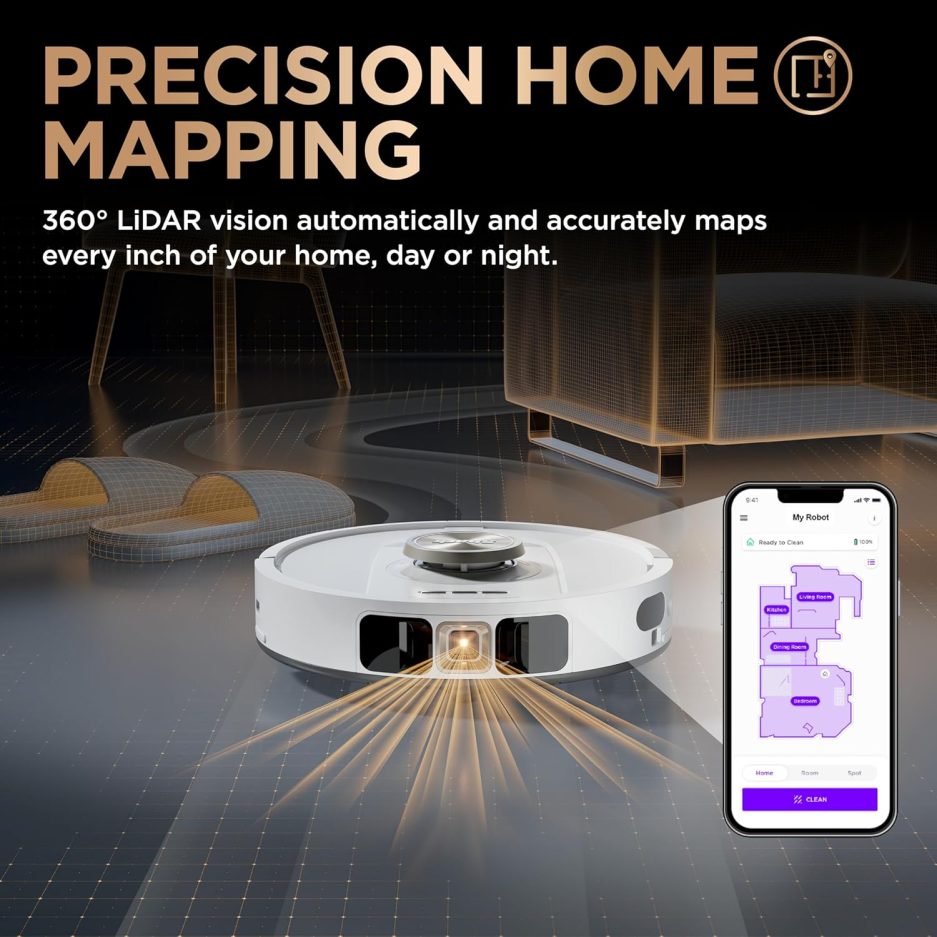 Shark Robot Vacuum & Mop Combo, PowerDetect NeverTouch Pro,Self-Emptying,Self-Refill with Self-Clean Pad Wash & Dry, 60-Day Debris Capacity,30-Day Refill Tank, 5PowerDetect Technologies,White,AV2800ZE - Image 12