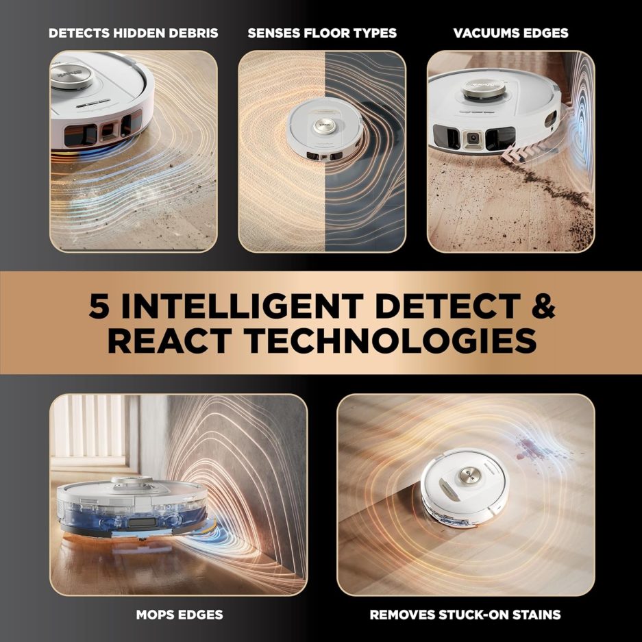 Shark Robot Vacuum & Mop Combo, PowerDetect NeverTouch Pro,Self-Emptying,Self-Refill with Self-Clean Pad Wash & Dry, 60-Day Debris Capacity,30-Day Refill Tank, 5PowerDetect Technologies,White,AV2800ZE - Image 4
