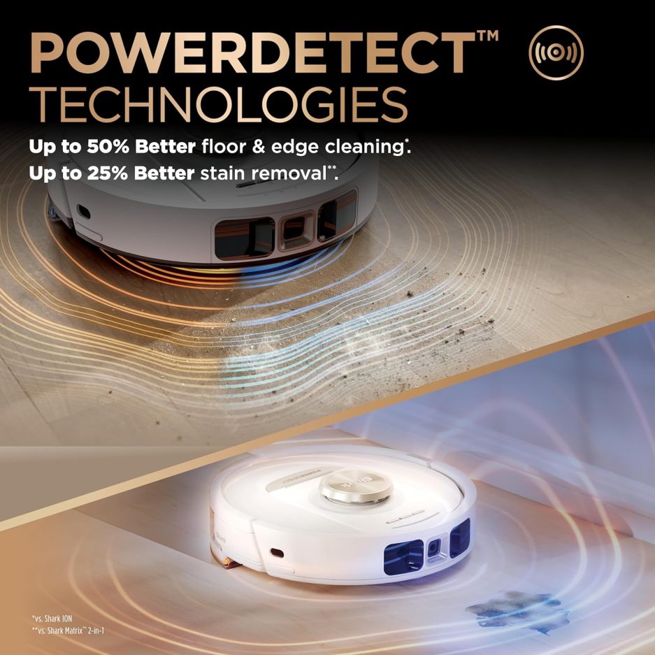 Shark Robot Vacuum & Mop Combo, PowerDetect NeverTouch Pro,Self-Emptying,Self-Refill with Self-Clean Pad Wash & Dry, 60-Day Debris Capacity,30-Day Refill Tank, 5PowerDetect Technologies,White,AV2800ZE - Image 5