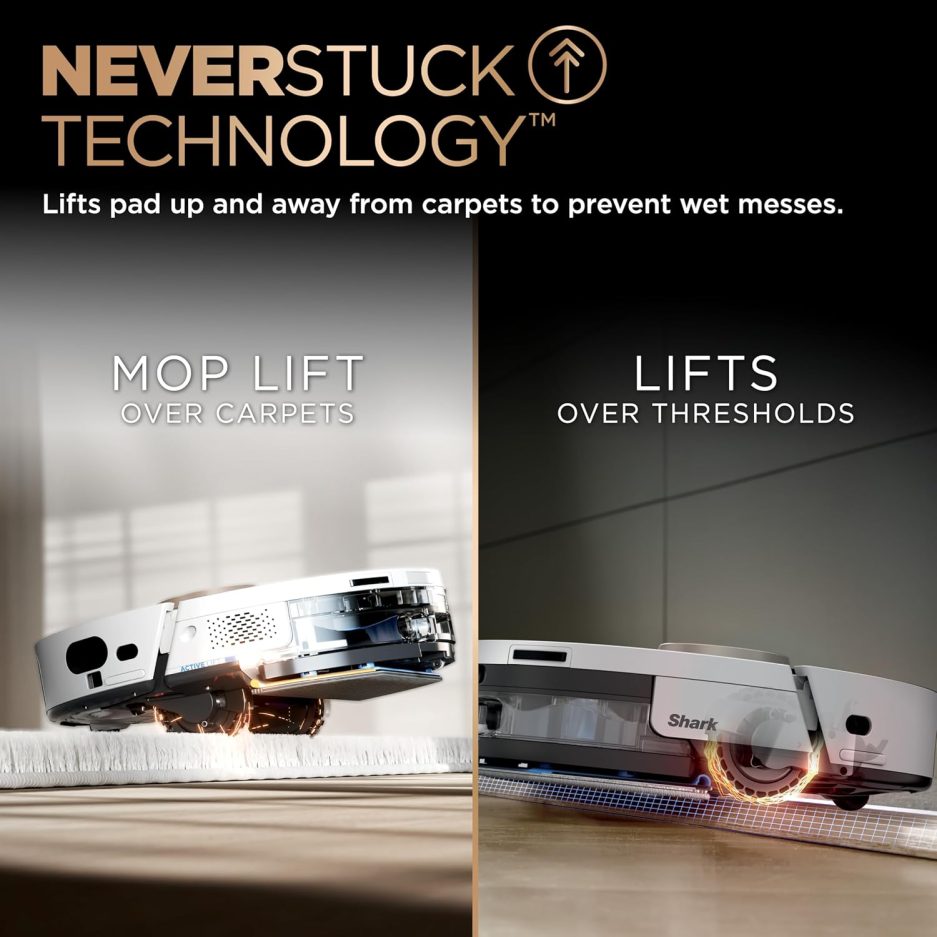 Shark Robot Vacuum & Mop Combo, PowerDetect NeverTouch Pro,Self-Emptying,Self-Refill with Self-Clean Pad Wash & Dry, 60-Day Debris Capacity,30-Day Refill Tank, 5PowerDetect Technologies,White,AV2800ZE - Image 6
