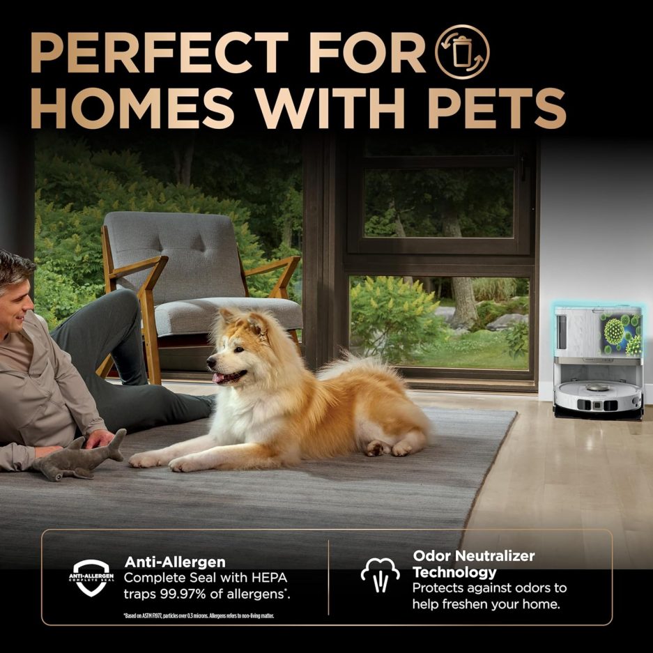 Shark Robot Vacuum & Mop Combo, PowerDetect NeverTouch Pro,Self-Emptying,Self-Refill with Self-Clean Pad Wash & Dry, 60-Day Debris Capacity,30-Day Refill Tank, 5PowerDetect Technologies,White,AV2800ZE - Image 7