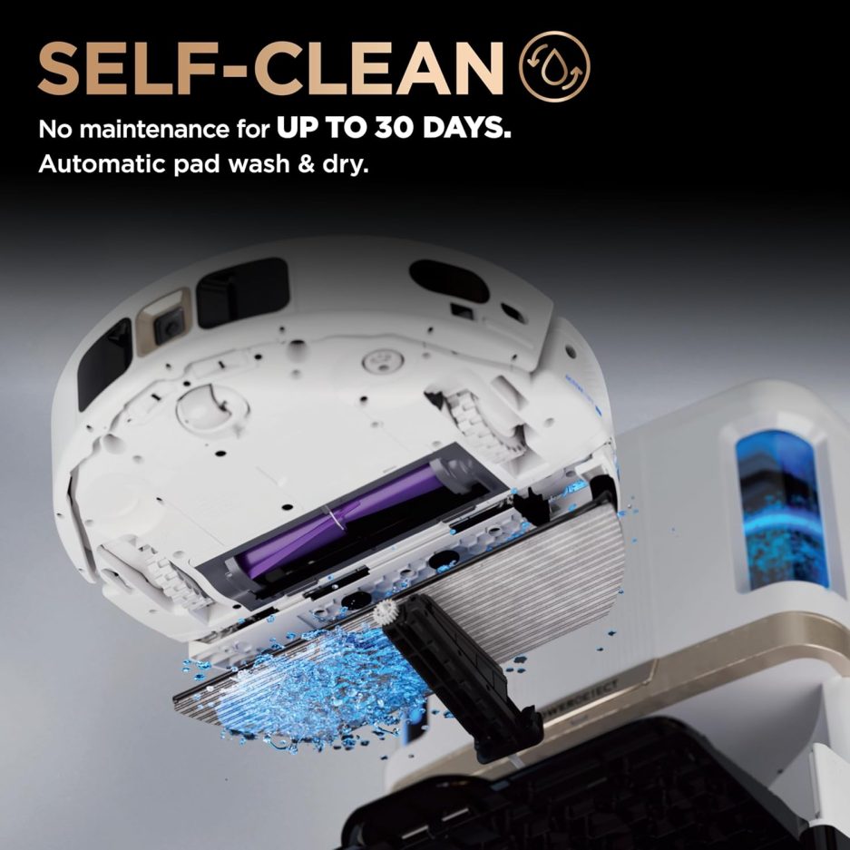 Shark Robot Vacuum & Mop Combo, PowerDetect NeverTouch Pro,Self-Emptying,Self-Refill with Self-Clean Pad Wash & Dry, 60-Day Debris Capacity,30-Day Refill Tank, 5PowerDetect Technologies,White,AV2800ZE - Image 8